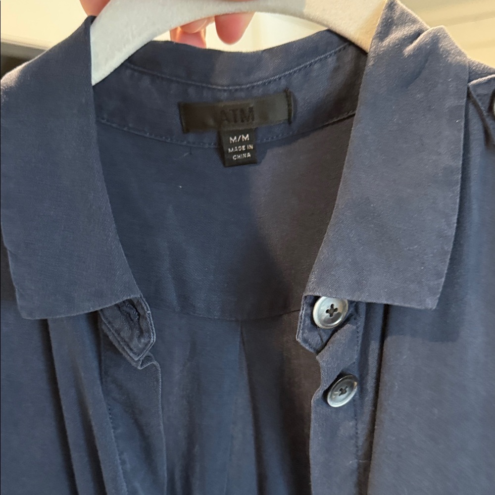 ATM Navy Sleeveless Button-Up Romper - Picture 4 of 4